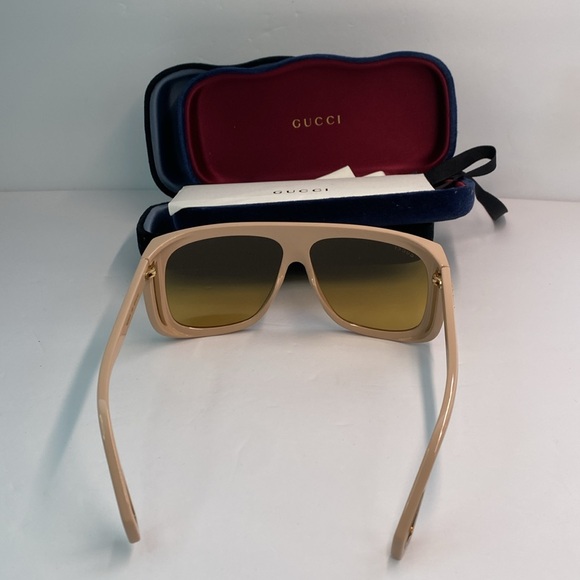 💯- New Authentic Gucci Gucci Beige GG0467S 005 Rectangular Sunglasses - Picture 11 of 15